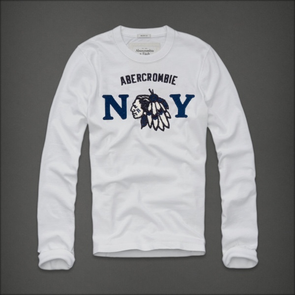 Abercrombie Fitch Hombres De Cuello Redondo Largo Remera AF5930